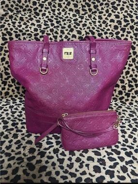 Louis Vuitton Magenta Monogram Tote with Matching Wristlet